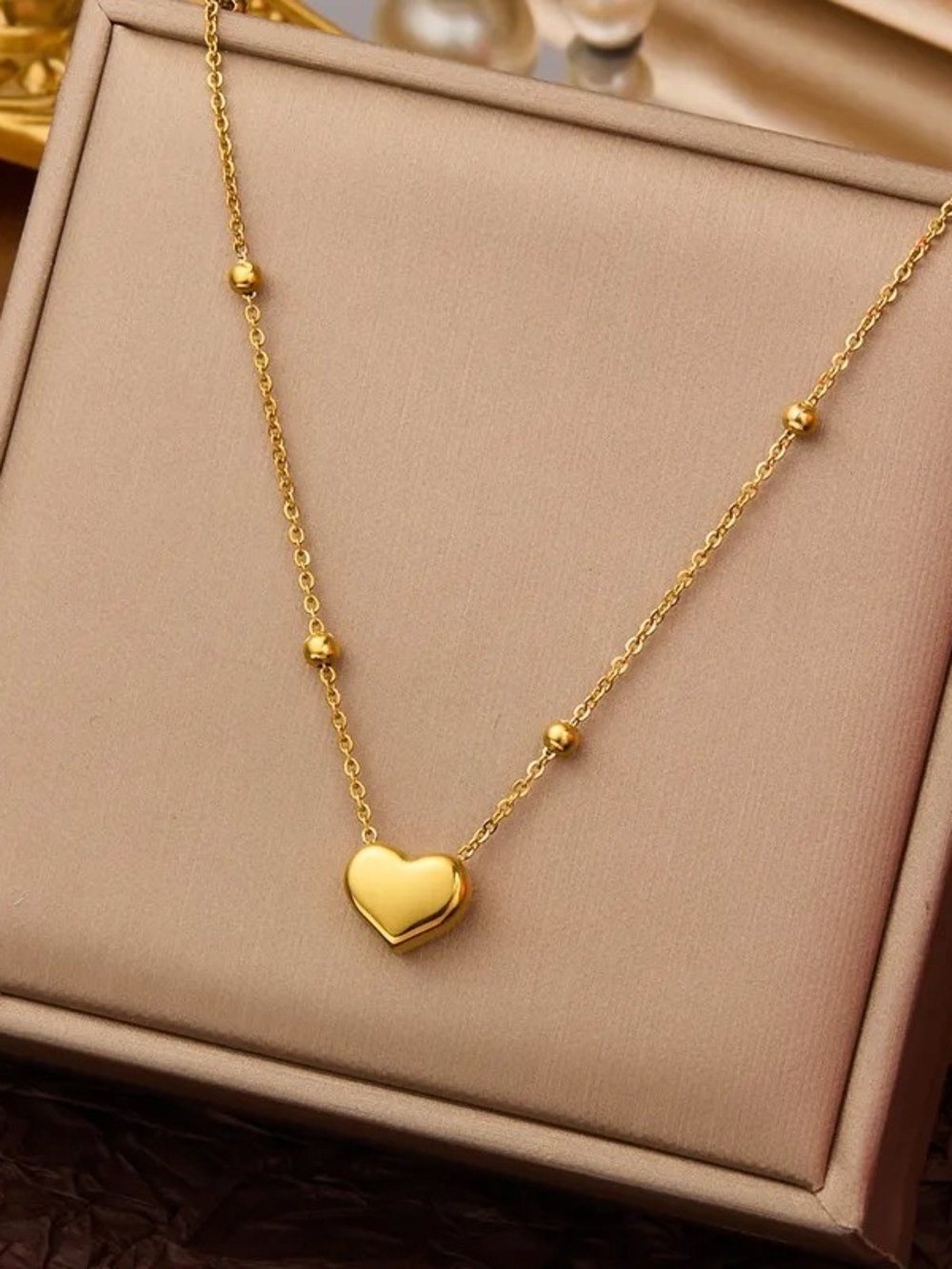 Gold Heart Pendant Stainless Steel Necklace - Elegant Women's Jewelry